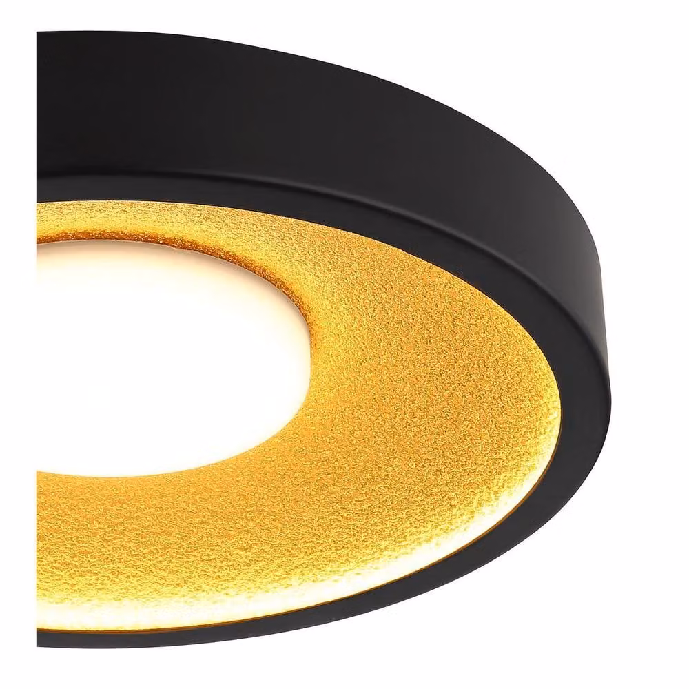 Netlighting Woki Semi Flush Ceiling Light in Black and Gold/Brass with Warm White LED 3000K – 4