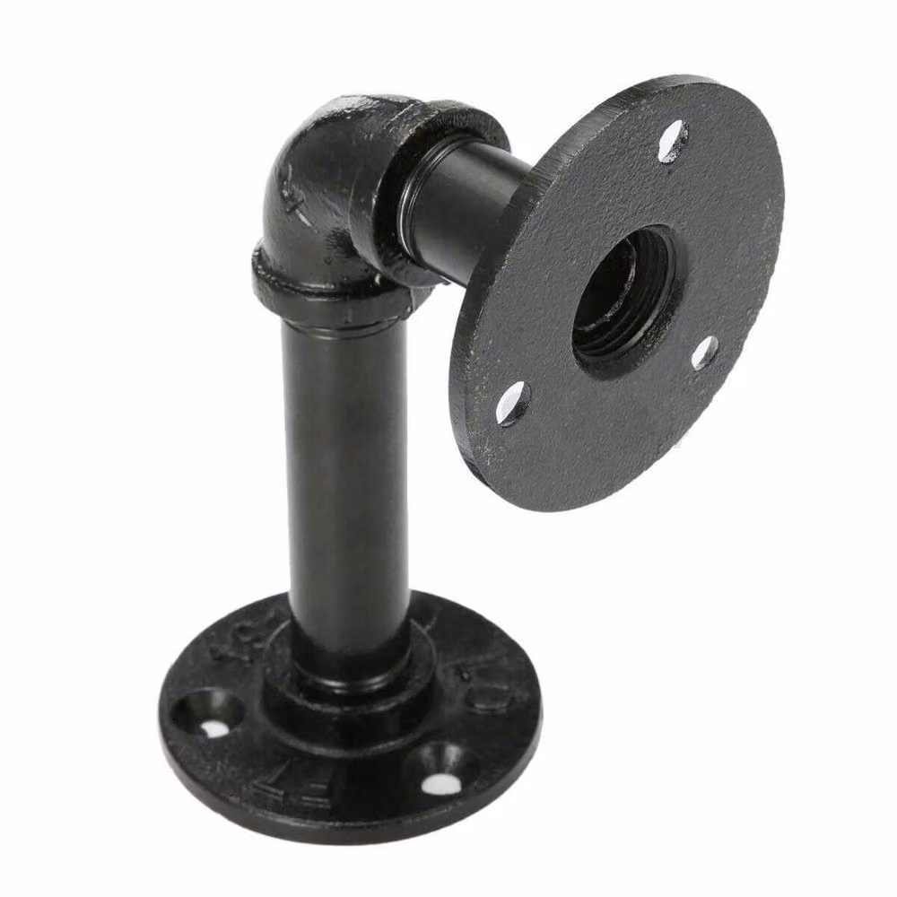 FORGEVIO 8-Piece Industrial Iron Pipe Shelf Brackets in Matt Black – 4