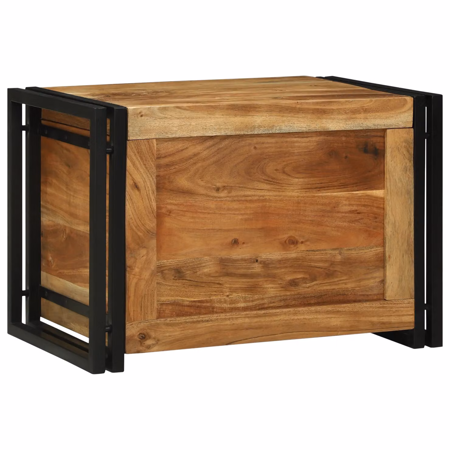 Berkfield Home Brown Solid Acacia Wood and Metal Industrial Storage Box, W/D/H: 60 x 40 x 41 cm – 3