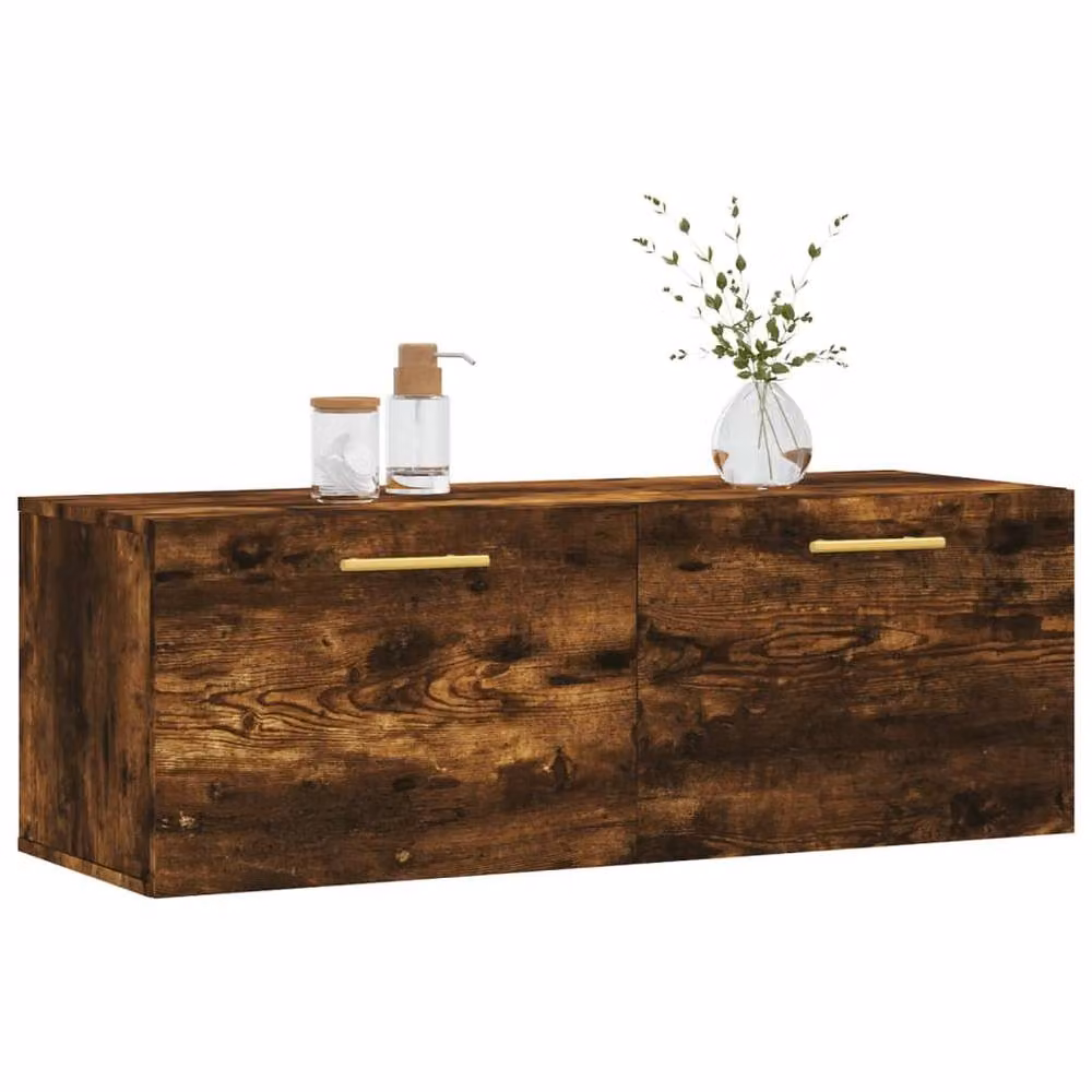 Berkfield Home Wall Mounted Smoked Oak Cabinet in Brown, W: 100 cm, D: 36.5 cm, H: 35 cm – 3
