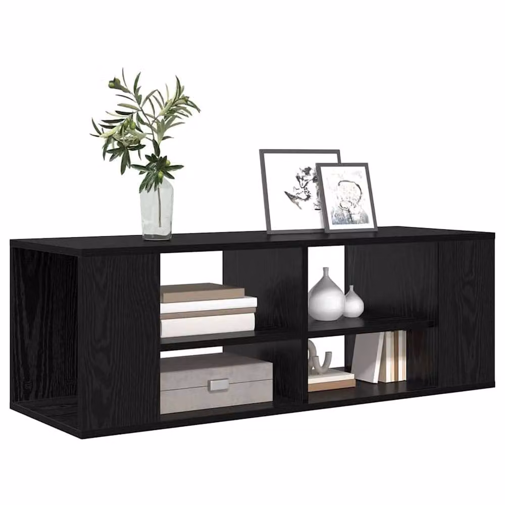 Berkfield Home Modern Wall Mounted TV Cabinet in Black Oak, W: 102 cm, D: 35 cm, H: 35 cm – 3