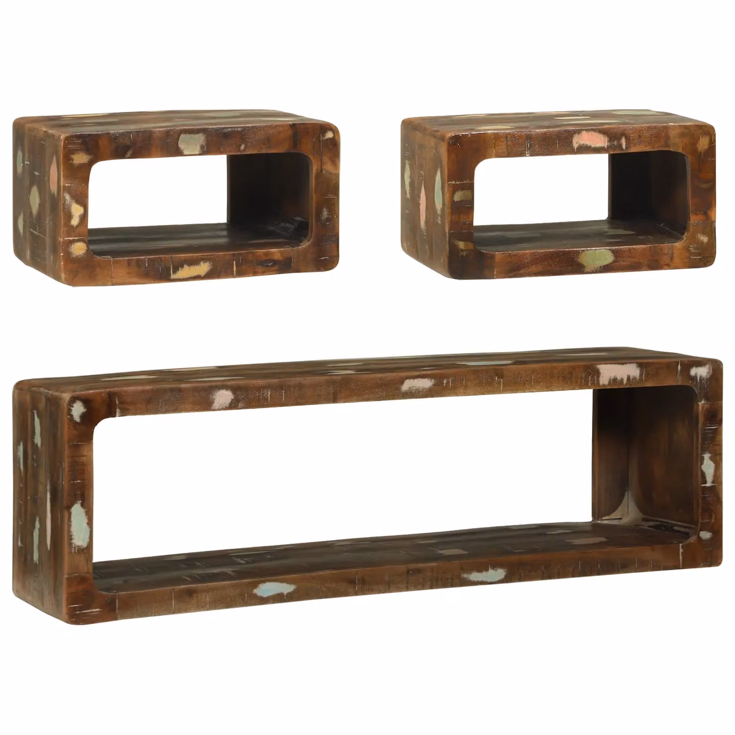 Berkfield Home 3 Piece Modern Multicolour Solid Wood Reclaimed TV Cabinet Set in Brown