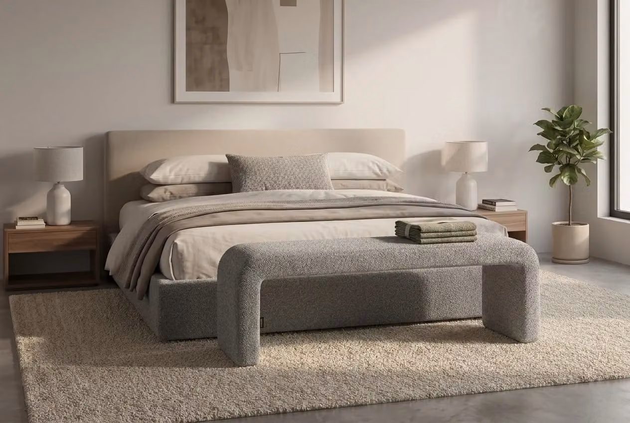 Araco Atelier Mode Mistral Upholstered Fabric Bench in Grey