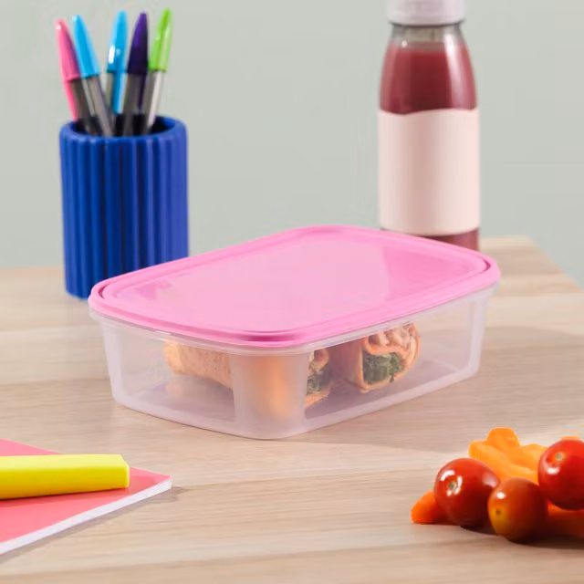 Wham Pink Plastic Food Boxes with Snap Lids, Pack of 4