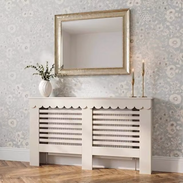 OHS Scallop Radiator Cover and Engineered Wood Sideboard Shelf in Cream