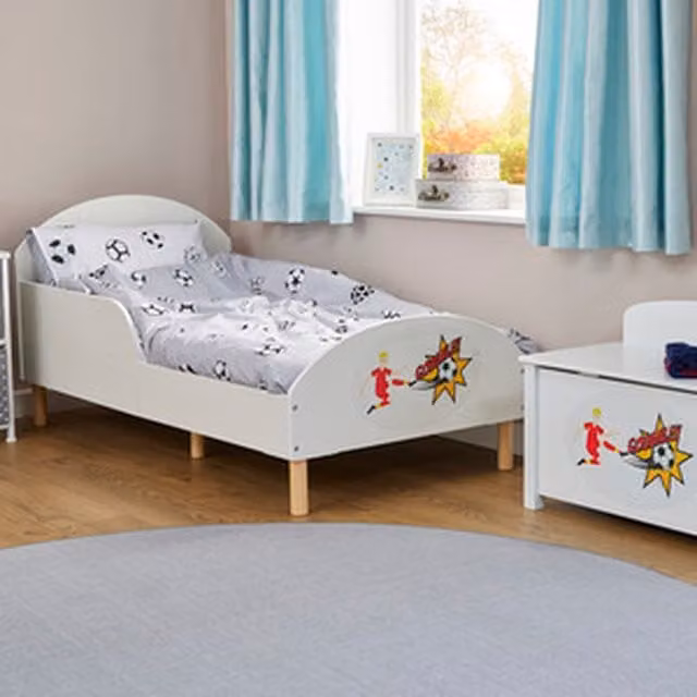 Liberty House Toys Football Kids Toddler Bed in White Solid Pine Wood