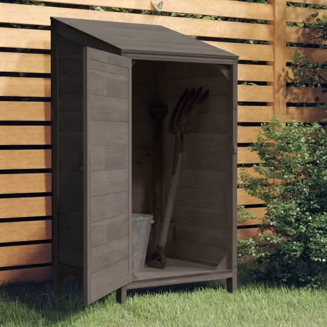 Berkfield Home Anthracite and Black Solid Wood Garden Shed, W/D/H: 55 x 52 x 112 cm – 1