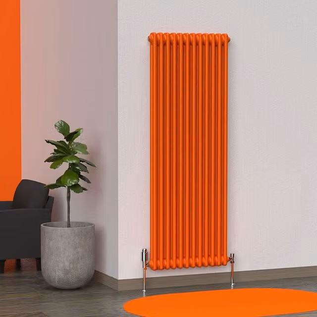 Lux Heat Vertical Coloured Column Radiator in Sunburst Orange, H 150 cm x W 56 cm