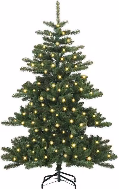 Berkfield Home Elegant Artificial Hinged Christmas Tree with 150 LEDs, Green, H 150 cm x W 104 cm x D 104 cm – 1