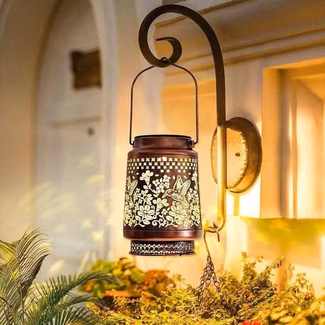 EONLION Bronze Hummingbird Solar Garden Lantern Ornament