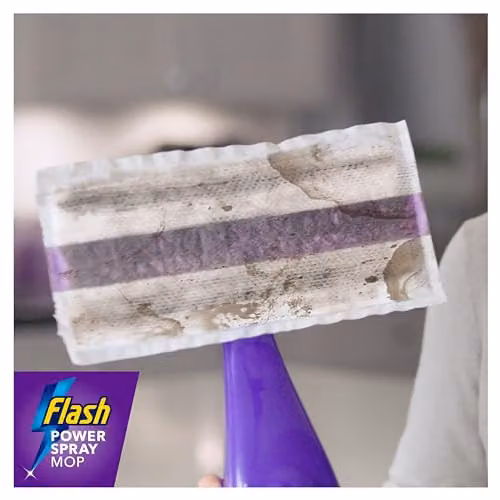Flash Power Spray Mop Starter Kit with Microfibre Washable Pad, Purple – 10