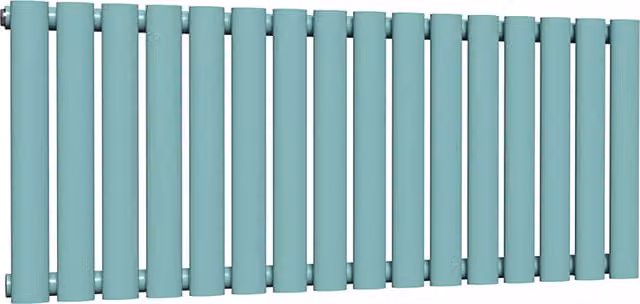Lux Heat Oval Horizontal Single Wall Mounted Steel Radiator in Turquoise and Green, W: 96.0 cm, H: 40.0 cm