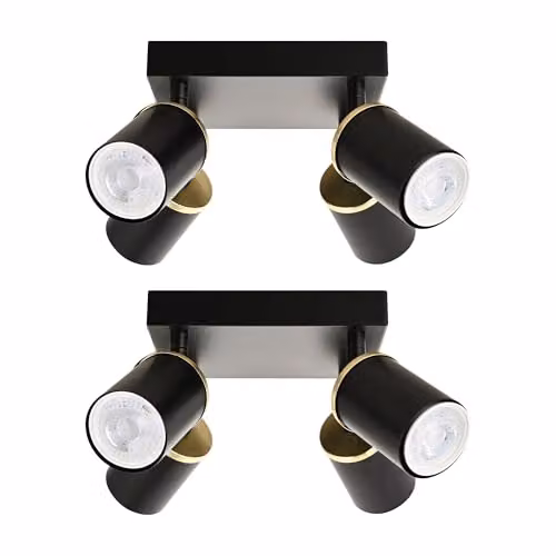 First Choice Lighting Larbert Set of 2 Black and Gold/Brass Adjustable LED Ceiling Spotlight Fittings – 5