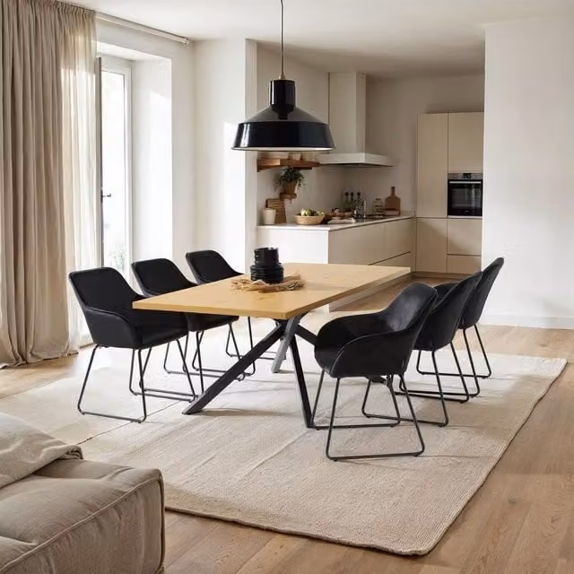 Tectake Jeane Dining Chair Set of 2 in Black Velvet Look with Cantilever Base