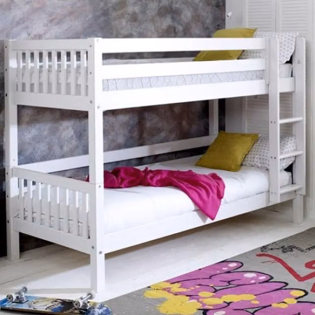 Flexa Nordic Slatted Bunk Bed in White Solid Pine Wood