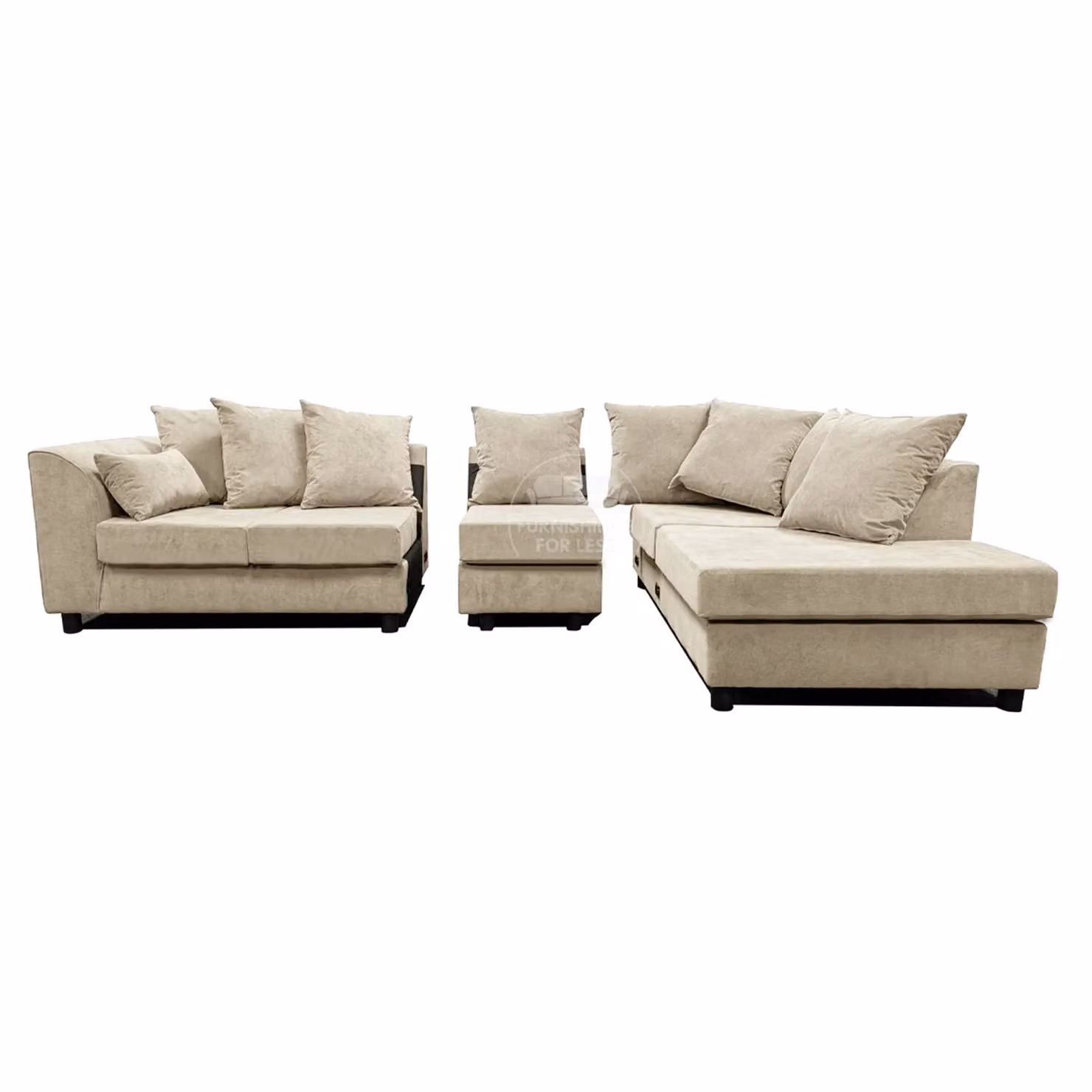 Furnishings For Less UK Casper Chenille 5 Seater L Shaped Corner Sofa, Right Hand Facing, Beige – 3