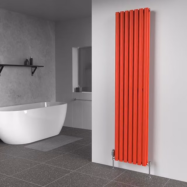 Lux Heat Oval Coloured Vertical Radiator in Red, H 180 cm x W 42 cm