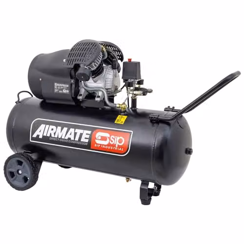 SIP Airmate V-Twin Oil-Lubricated Direct Drive Air Compressor, Black, 100L, 230V, 3hp, 2.2kW, 145psi, 14CFM