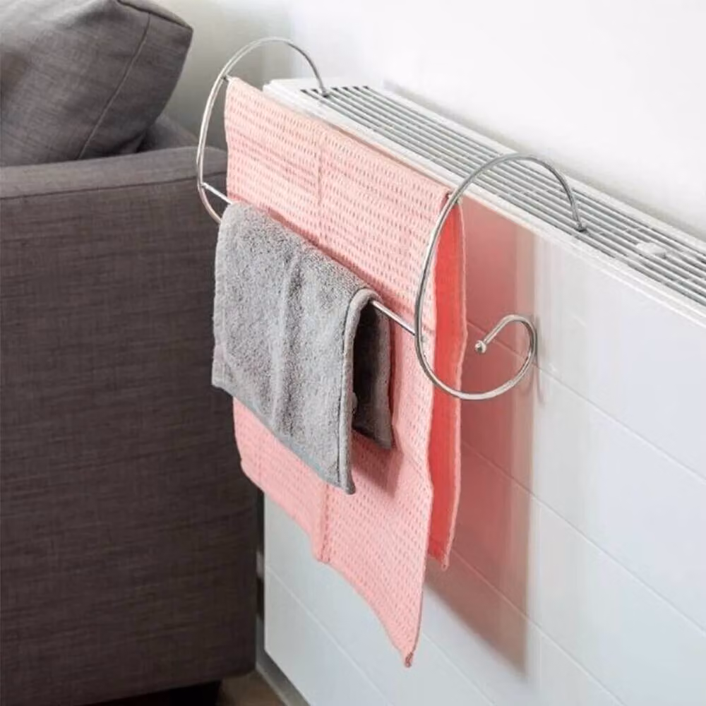 VOGREX 2-Piece Chrome 2-Bar Radiator Towel Airer Rail in Silver – 2