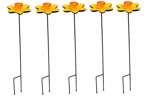 Selections Cast Iron Daffodil Flower Dish Bird Feeder, Yellow, Pack of 5 – 1