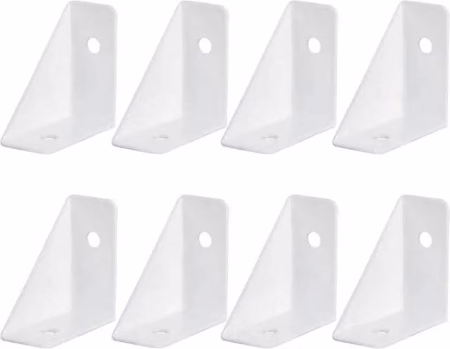 FLAVORA 8 Pack White Heavy-Duty Steel Corner Support Brackets, W: 52 cm, D: 5.2 cm – 1