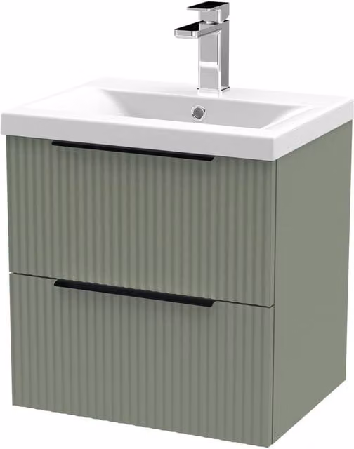Balterley Green Matt 2 Drawer Vanity Basin Unit and Mid-Edge Basin, Width: 50 cm – 1