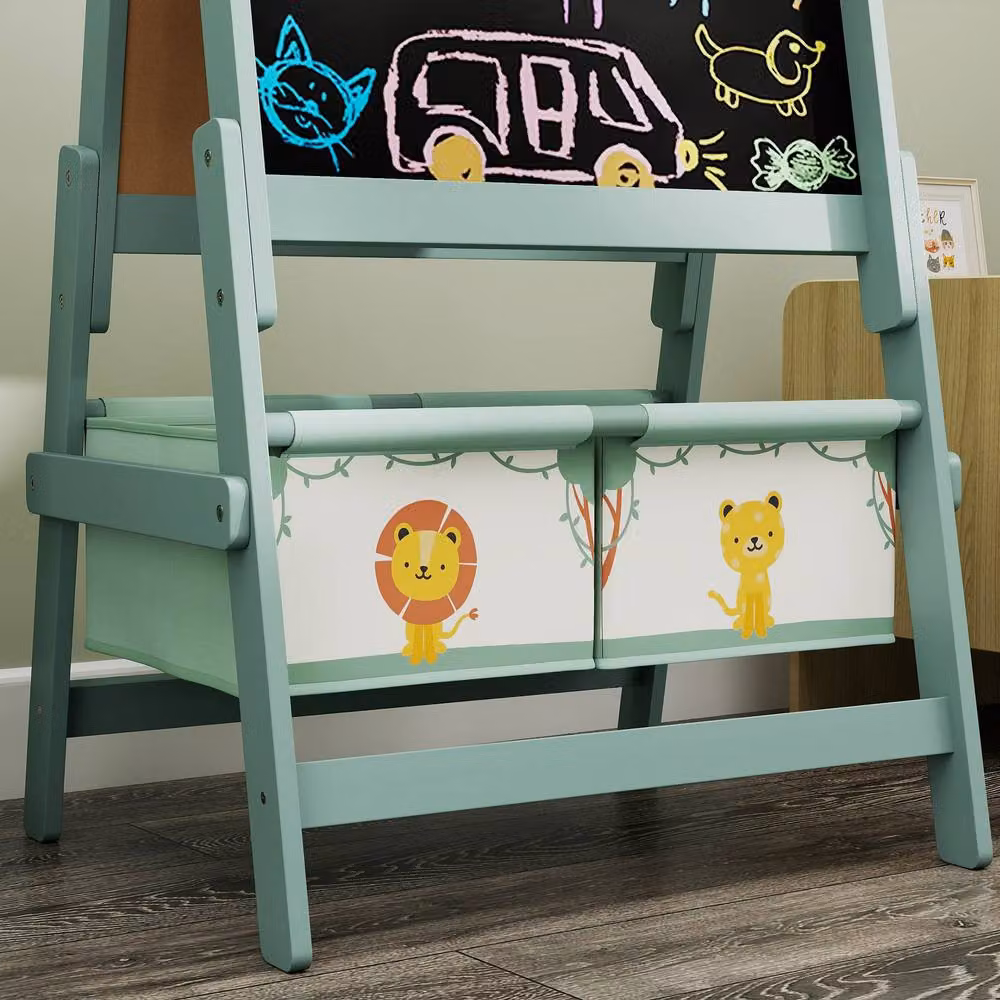 STILVORA Kids Easel with Storage Boxes and Paper Roll in Green – 3