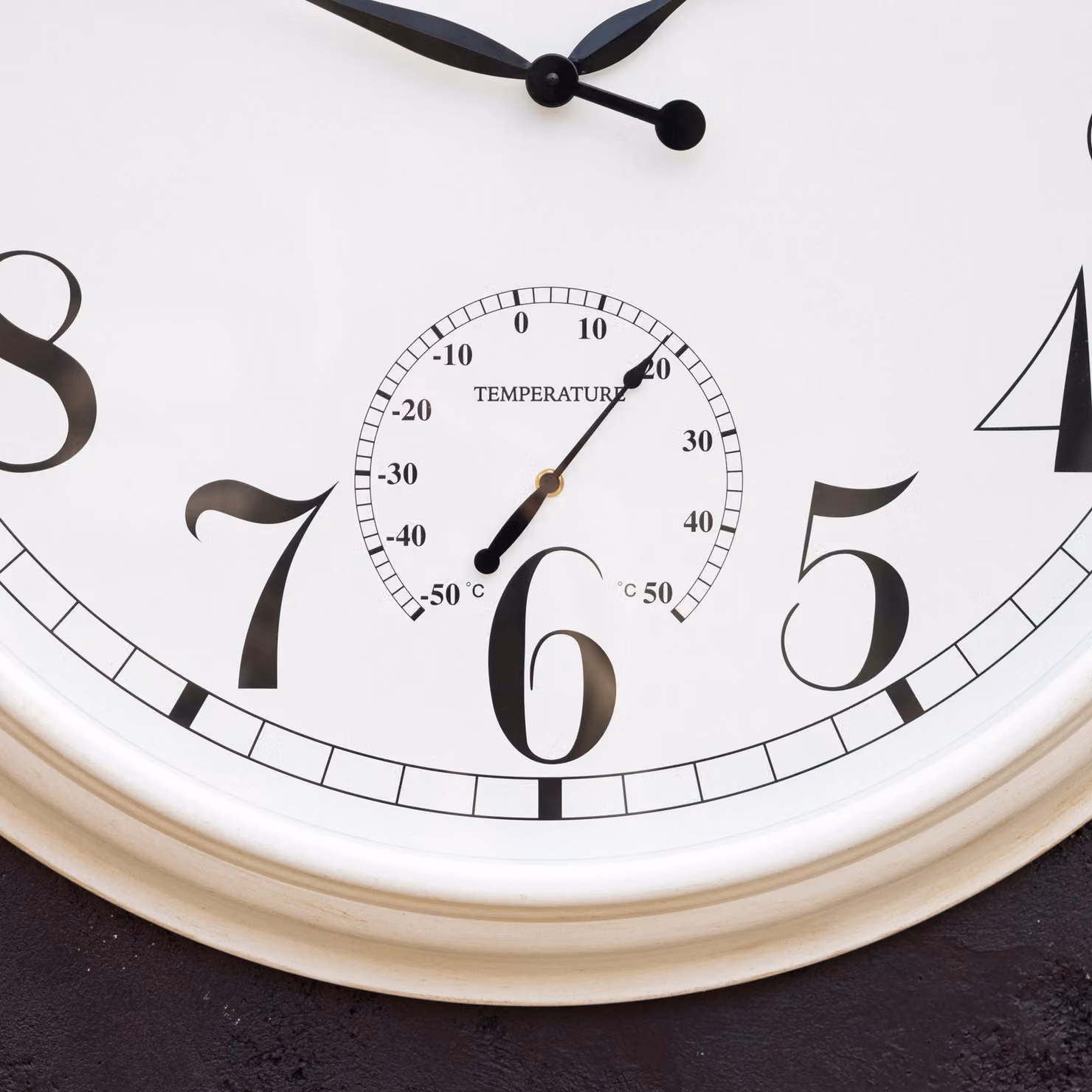 Primrose Big Time Outdoor Garden Wall Clock with Thermometer, White, Diameter: 90 cm – 6