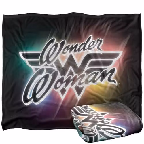 Warner Bros. Wonder Woman Disco Lights Super Soft Fleece Throw Blanket, Multicolour, W: 127.0 cm x D: 152.4 cm x H: 1.0 cm – 1