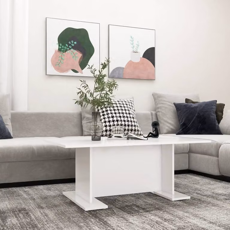 Berkfield Home Modern White Rectangular Coffee Table, W: 103.5 cm, D: 60 cm, H: 40 cm