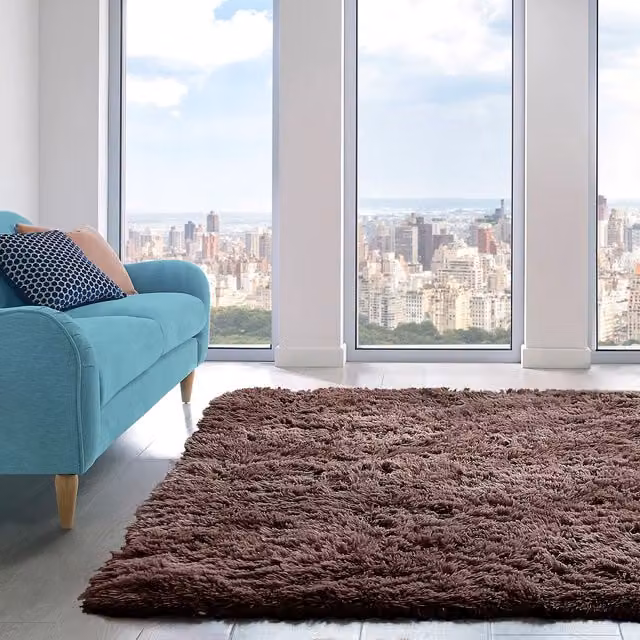 Home Republic Alaska Shaggy Anti Slip Machine Washable Rug in Brown, W: 60 cm, L: 100 cm – 1