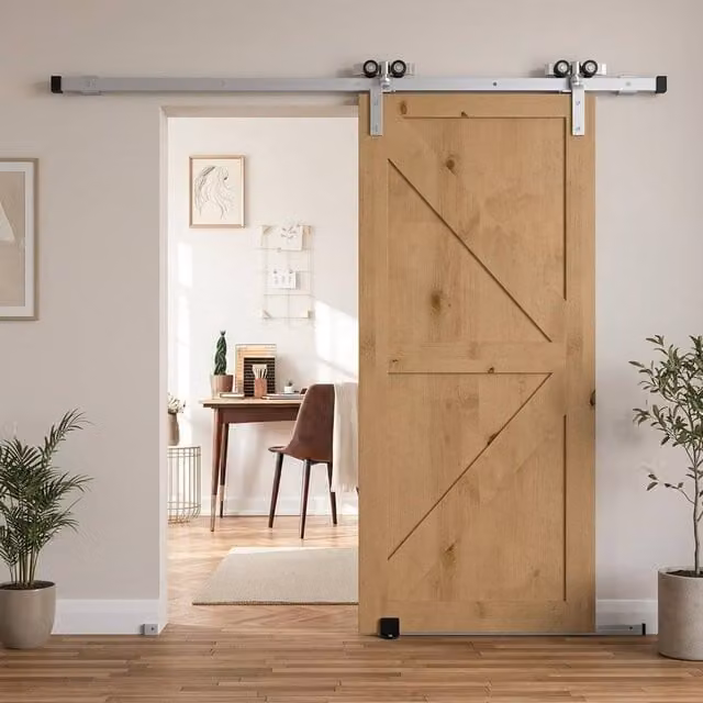 STILVORA Sliding Barn Door Track Kit, Brown, 200 cm