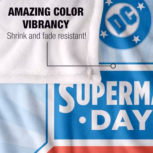 LOGOVISION Superman Day 2025 Logo Silky Touch Super Soft Fleece Throw Blanket, White, W/D/H: 152 x 127 cm – 2