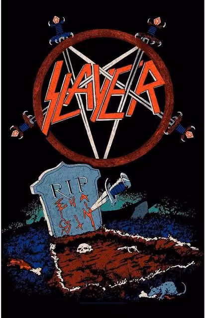 Slayer Reign In Pain Multicolour Textile Poster in Black