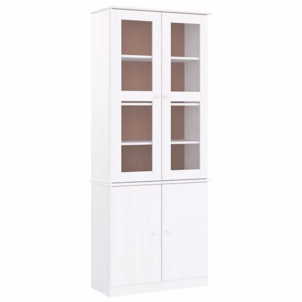 Berkfield Home ALTA Glass Display Cabinet in White Solid Pine Wood, W/D/H: 77 x 35 x 186.5 cm – 2