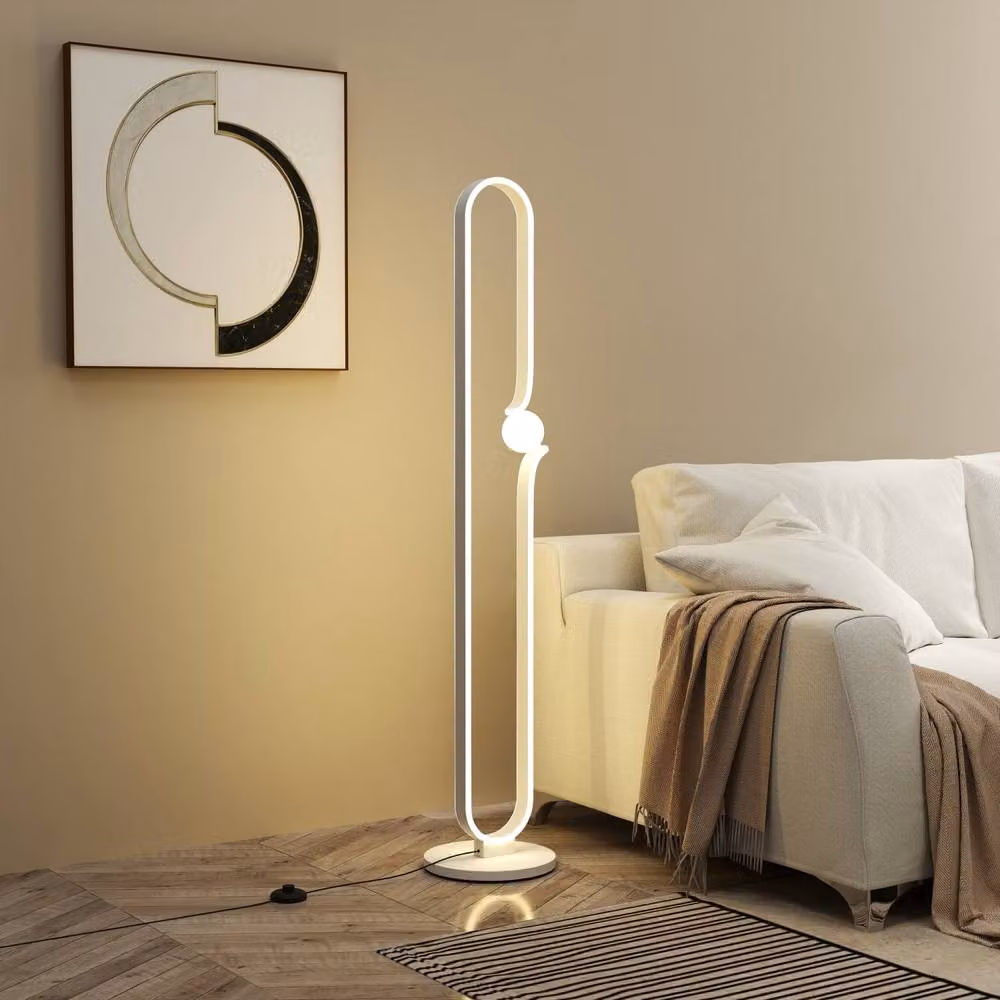 Wyld Haus Vanotafa Dimmable LED Floor Lamp in White Metal and Glass, Height: 145 cm – 5