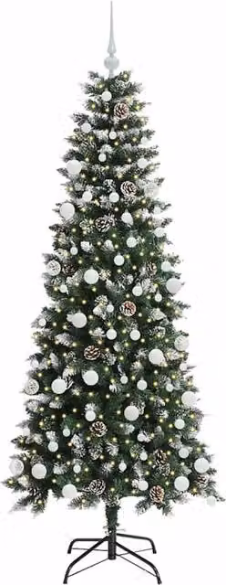 Berkfield Home Elegant Artificial Christmas Tree with 300 LEDs, Green, H x W x D: 180 x 76 x 76 cm – 1