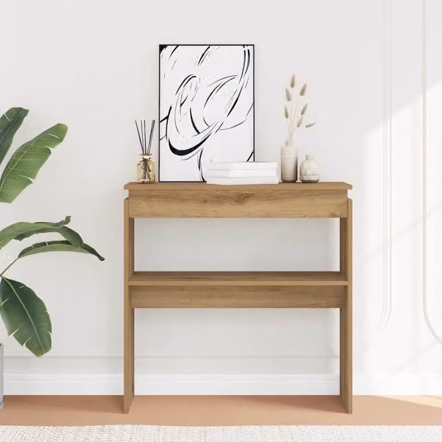 Berkfield Home Artisan Oak Console Table in Brown, W/D/H: 80 x 30 x 80 cm – 1