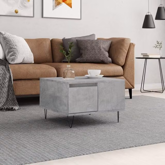 Berkfield Home Modern Square Coffee Table in Concrete Grey, W/D/H: 55 x 55 x 36.5 cm