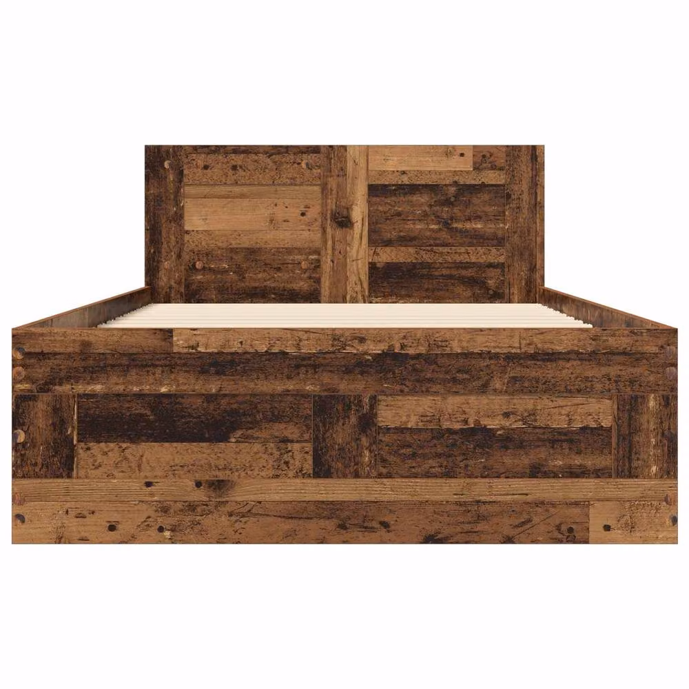 Berkfield Home Bed Frame with Headboard in Old Wood Brown, W/D/H: 80 x 200 cm – 3