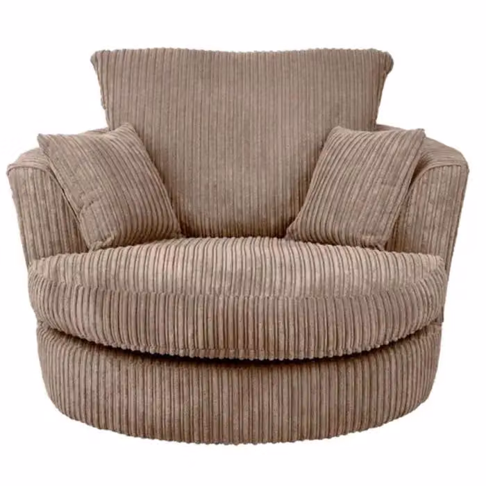 SquareBoxx Lennox Swivel Chair in Brown Fabric – 2