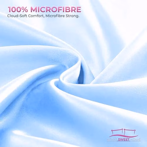 Home Sweet Home UK Microfibre Super King Flat Sheet, Blue, W: 200 cm x D: 200 cm – 3