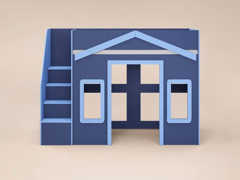 Flair Nixon Playhouse High Sleeper with Storage and Stairs in Blue, Single Size – 3