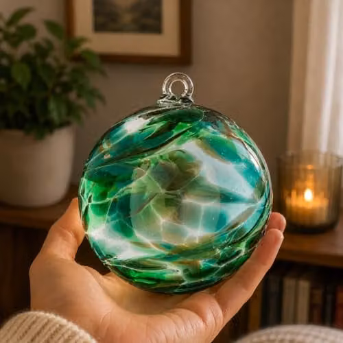 Sienna Glass Green Angel Orb Hanging Glass Ornament – 2