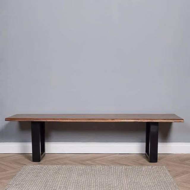 Elm Home And Garden Modern Mango Wood Hallway and Dining Room Bench, Brown, W/D/H: 155 x 40 x 45 cm