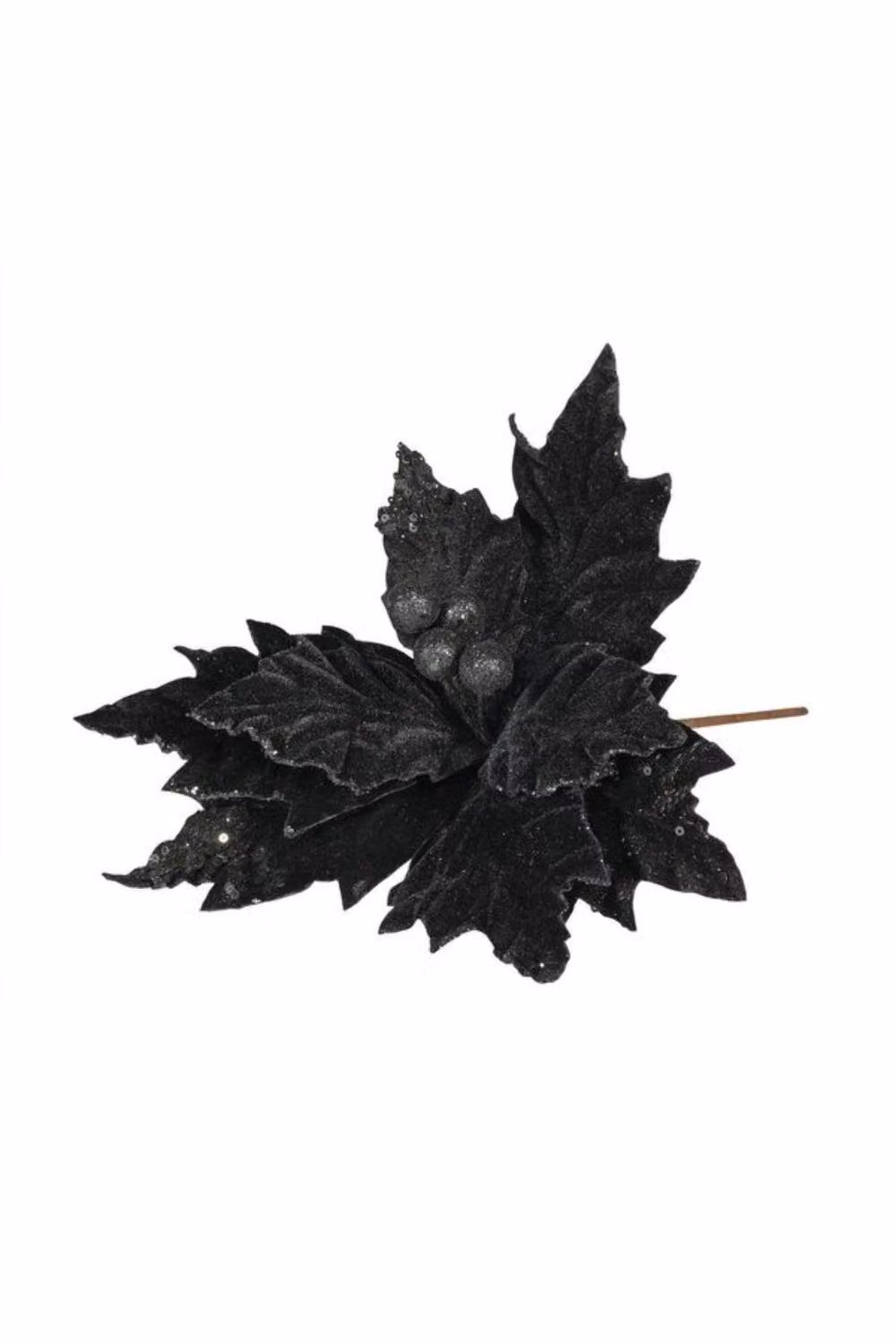 KDMD Black Velvet Poinsettia with Glitter Edge, Pack of 3, Diameter: 28 cm – 2