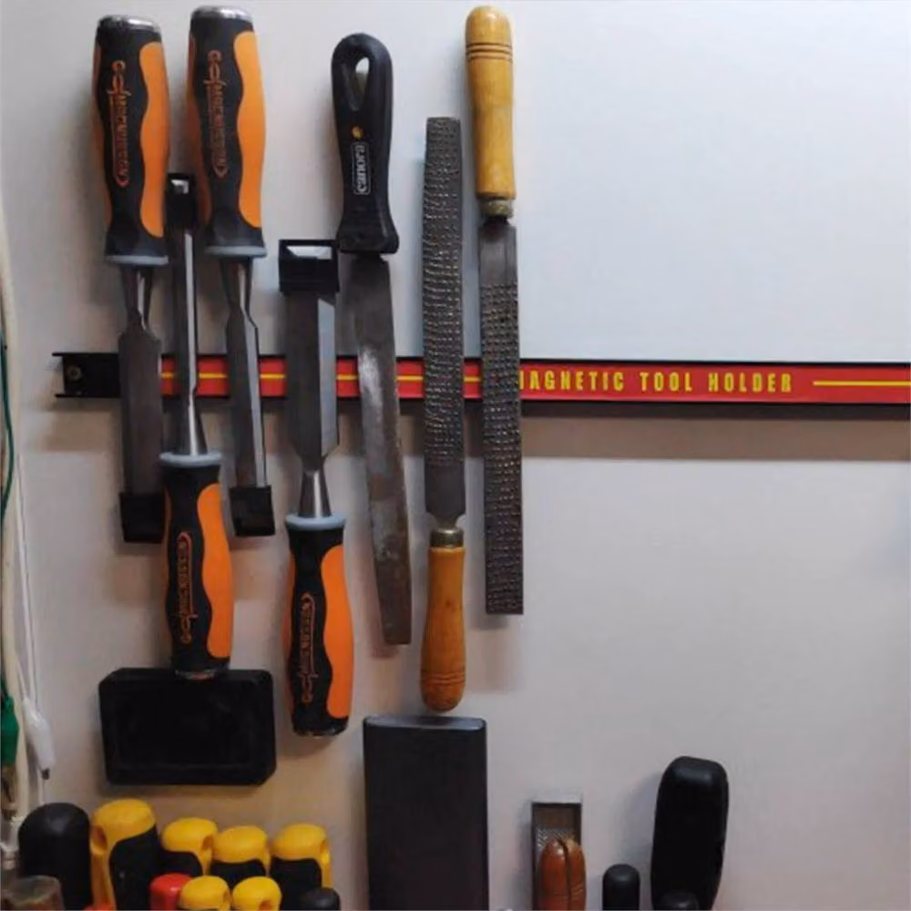 Nordara Heavy Duty Magnetic Tool Bar Garage Wall Storage Strips, Red, W: 52 cm – 3