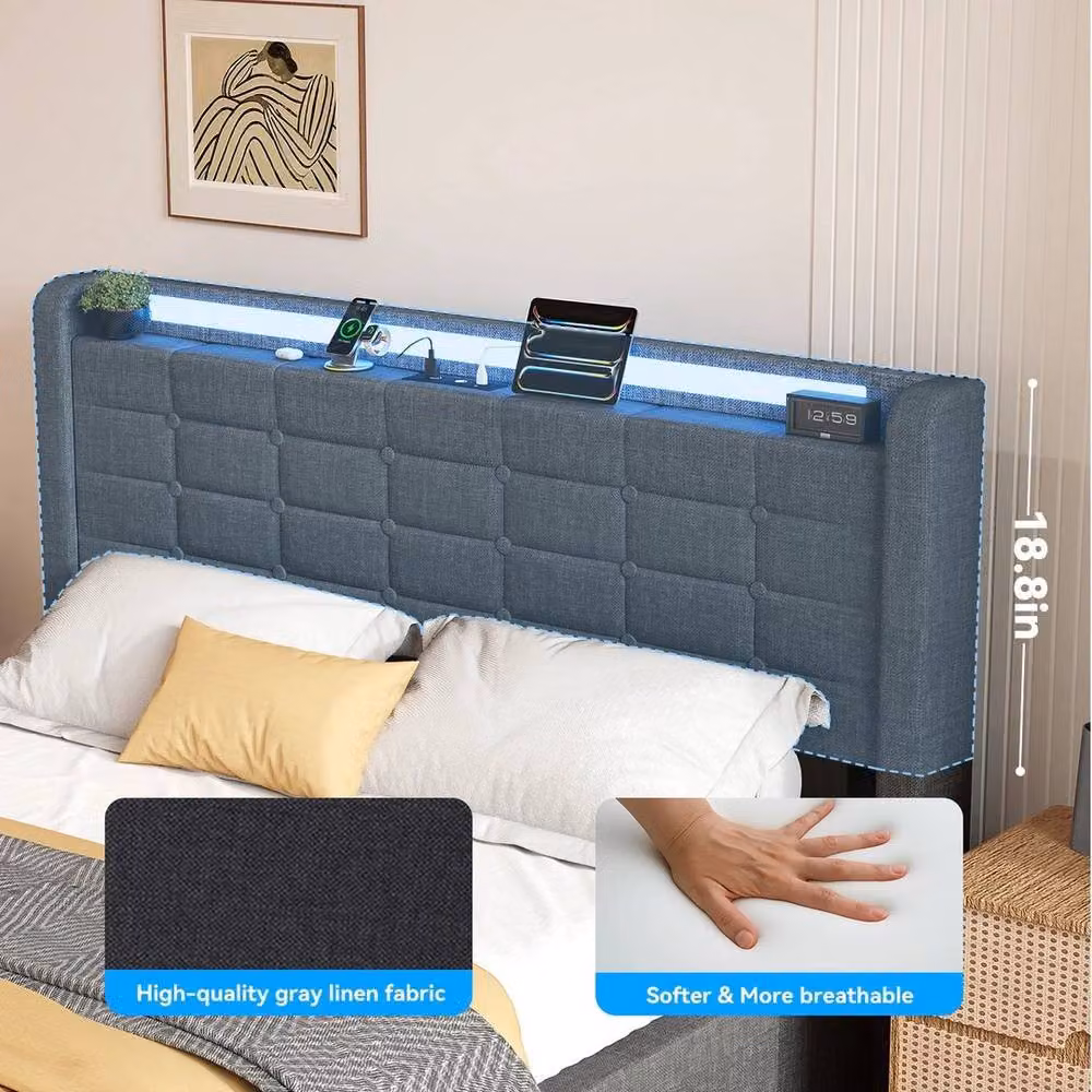 SPETLEK Torage Upholstered Cot Bed Frame in Grey with Lift Up Base – 4