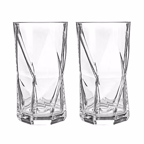 Bormioli Rocco Cassiopea Geometric Tumbler Glasses, Transparent, 480ml, Pack of 2 – 1