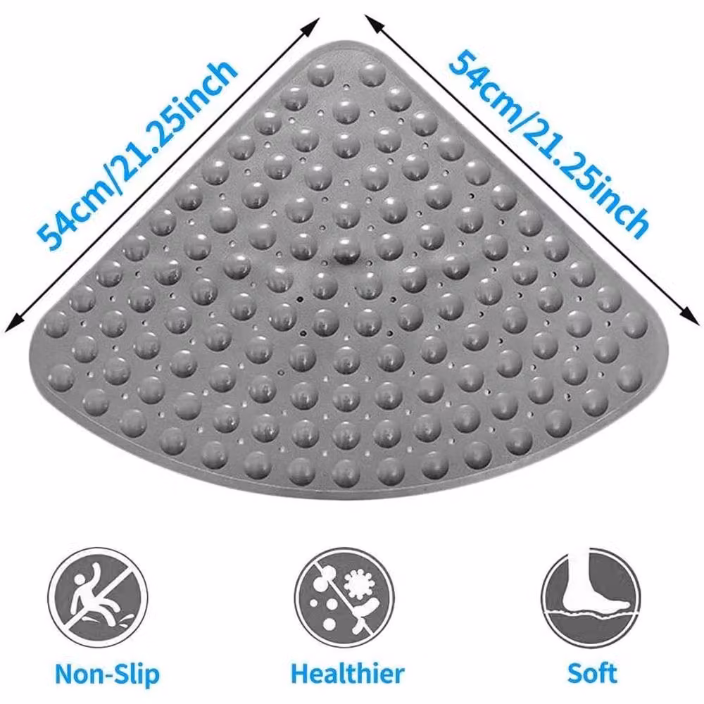 NESTLUNE Non-Slip Semicircular Corner Shower Mat in Grey – 2